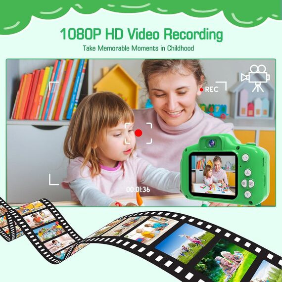 MYSTILUCK Kinderkamera, 1080P HD Digitalkamera für Kinder mit 2,0"-Bildschirm & 32GB-Karte, Kinderspielzeug Geburtstag und Weihnachten Geschenke für Jungen & Mädchen 3-12 Jahren