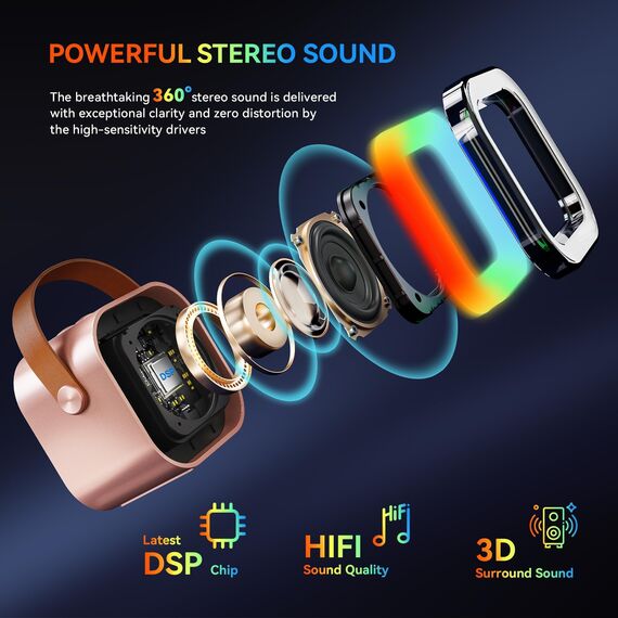 Karaoke Maschine Kinder, Geschenk für Mädchen 3-12 Jahre, Karaoke Kinder Spielzeug ab 3-12 Jahre Mädchen, Karaoke Maschine mit 2 Karaoke Mikrofon Kinder