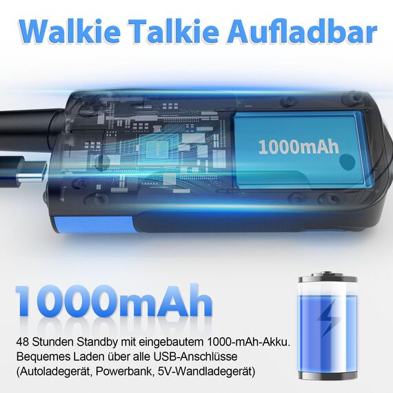 AWANFI Walkie Talkie Kinder 3er Set, Walkie Talkie Aufladbar mit Li-ion Akku, Funkgerät Set mit VOX und Taschenlampe, Walky Talky Camping Abenteuer, Geschenk für Kinder de 3-12 Jahre