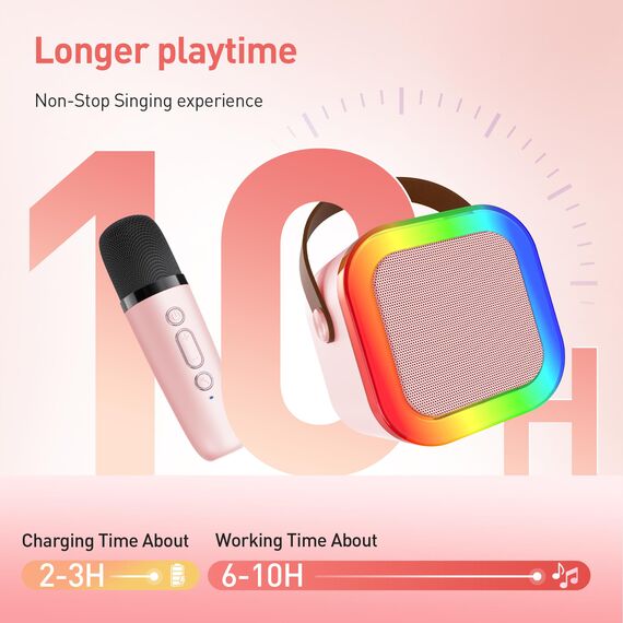Karaoke Maschine Kinder, Geschenk für Mädchen 3-12 Jahre, Karaoke Kinder Spielzeug ab 3-12 Jahre Mädchen, Karaoke Maschine mit 2 Karaoke Mikrofon Kinder