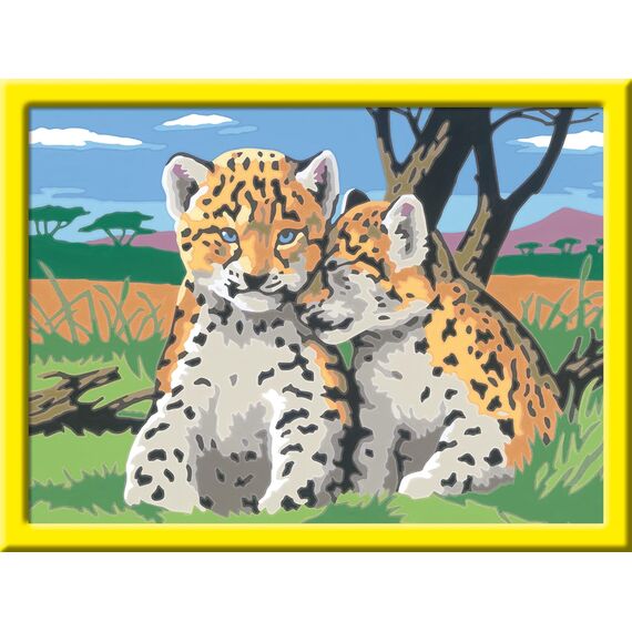 Ravensburger CreArt 28486 - Kleine Leoparden - Malen nach Zahlen für Kinder ab 9 Jahre, Malset mit Rahmen, Pinsel und Acrylfarben, Geschenk für Mädchen und Jungen