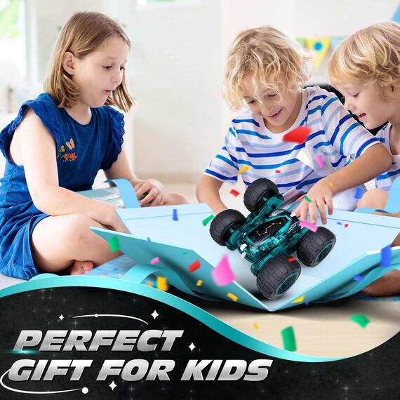 Tecnock 2026 Ferngesteuertes Auto mit 2.4 Ghz Fernbedienung 360°Flip Stunts Rc Auto Monstertruck mit Buntes Licht ab 6-12 Jahre Outdoor Spielzeug Geschenk für Junge Kinder