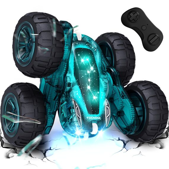 Tecnock 2026 Ferngesteuertes Auto mit 2.4 Ghz Fernbedienung 360°Flip Stunts Rc Auto Monstertruck mit Buntes Licht ab 6-12 Jahre Outdoor Spielzeug Geschenk für Junge Kinder