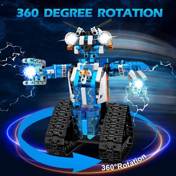 IKUPER Roboter für Jungen, Roboticset Programmierbar mit App & Fernsteuerung, Geburtstagsgeschenk für 8-12 Jahre (369 Stück)