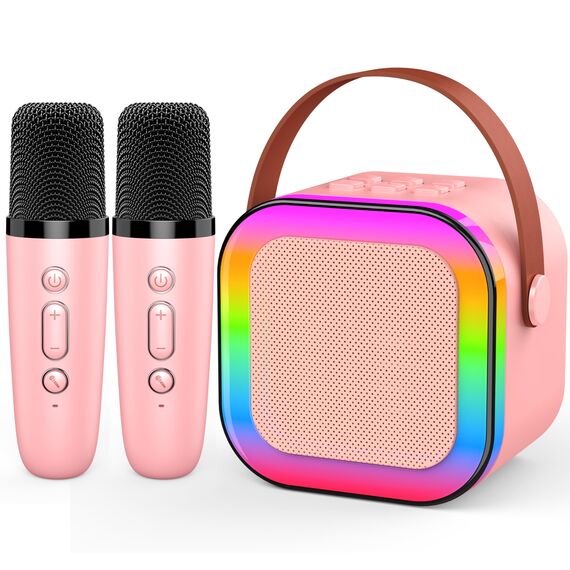 Dislocati Karaoke Maschine mit 2 Mikrofon Kinder Bluetooth, Geschenk Spielzeug Mädchen 3-12 Jahre, Tragbarer Karaoke Mikrofon Set mit DSP & LED-Lichtern Ideale für Familie, Freunde und Kinder