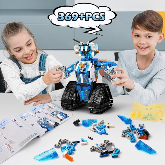 IKUPER Roboter für Jungen, Roboticset Programmierbar mit App & Fernsteuerung, Geburtstagsgeschenk für 8-12 Jahre (369 Stück)