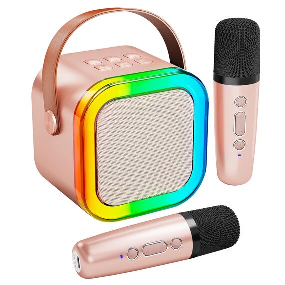 [2025] Karaoke Maschine mit 2 Karaoke Mikrofonen Musikinstrumentzubehör: Wowstar Karaoke Anlage mit 2 Mikrofonen - Mini Karaoke Maschine - Lautsprecher Karaoke Box Set - Geschenke für Mädchen