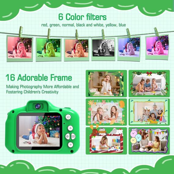 MYSTILUCK Kinderkamera, 1080P HD Digitalkamera für Kinder mit 2,0"-Bildschirm & 32GB-Karte, Kinderspielzeug Geburtstag und Weihnachten Geschenke für Jungen & Mädchen 3-12 Jahren