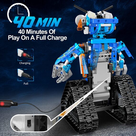 IKUPER Roboter für Jungen, Roboticset Programmierbar mit App & Fernsteuerung, Geburtstagsgeschenk für 8-12 Jahre (369 Stück)