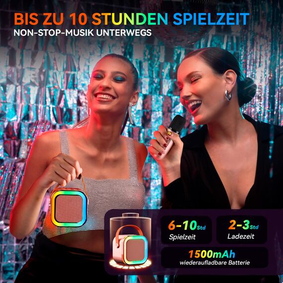 [2025] Karaoke Maschine mit 2 Karaoke Mikrofonen Musikinstrumentzubehör: Wowstar Karaoke Anlage mit 2 Mikrofonen - Mini Karaoke Maschine - Lautsprecher Karaoke Box Set - Geschenke für Mädchen