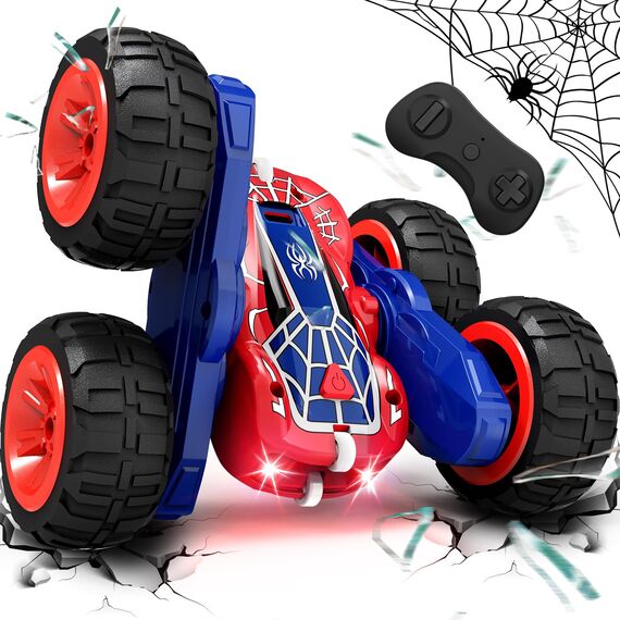 Tecnock 2025 Ferngesteuertes Auto mit 2.4 Ghz Fernbedienung 360°Flip Stunts Rc Auto Monstertruck mit Buntes Licht ab 6-12 Jahre Outdoor Spielzeug Geschenk für Junge Kinder