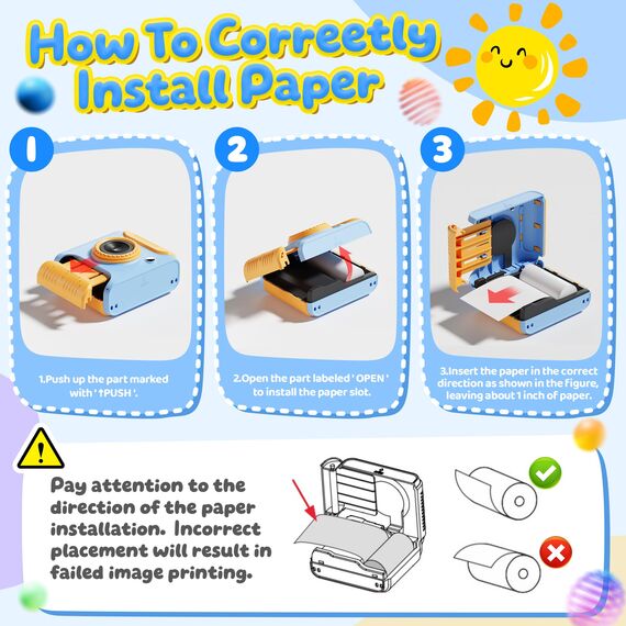 CalineGam Kinderkamera Sofortbildkamera, 1080P HD Sofortbildkamera Kinder mit 32GB Karte, 2,4 Zoll Digitalkamera Kinder, Kinderspielzeug Geschenke für Jungen und Mädchen 3-12 Jahre (Blau)