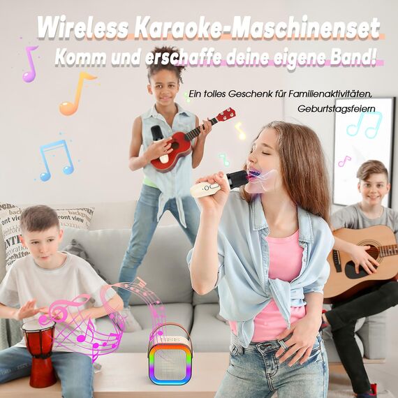 Dislocati Kinder Geschenke Spielzeug für 3-12 Jahre, Tragbarer Karaoke Maschine mit 2 Bluetooth Karaoke Mikrofon, Ideal für Familienfeiern, Freundestreffen und Outdoor Microphone Kinder