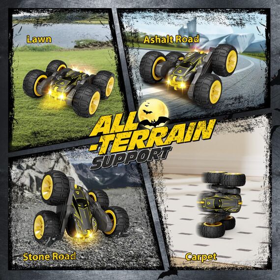 Tecnock 2025 Ferngesteuertes Auto mit 2.4 Ghz Fernbedienung 360°Flip Stunts Rc Auto Monstertruck mit Buntes Licht ab 6-12 Jahre Outdoor Spielzeug Geschenk für Junge Kinder
