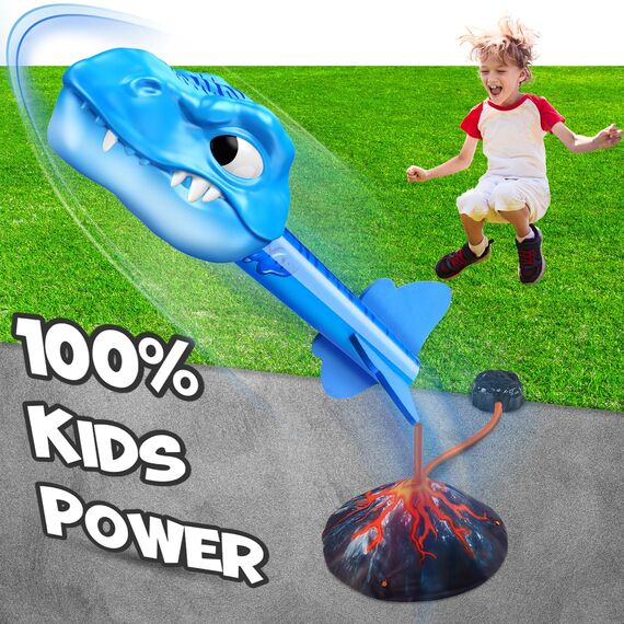 HappyKidsClub Raketen Spielzeug für Kinder mit 4 Dinosaurier Schaumstoffraketen, Spielzeug Oster Geschenke für Draußen ab 3-12 Jahre Junge, Outdoor Spiele für Kinder, Ideal für Garten und Park