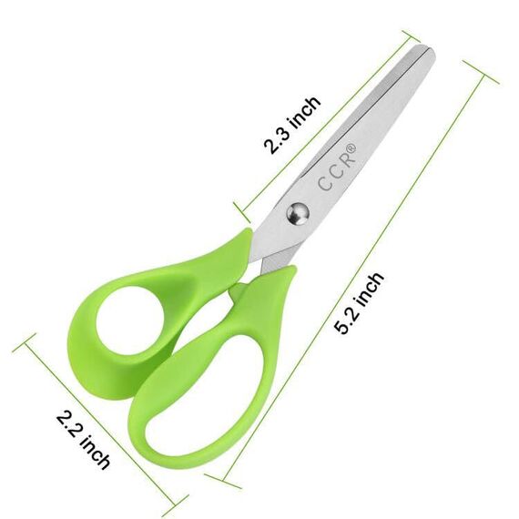 CCR Linkshänder Schere Kinder, Stumpfe Sicherheitsschere aus Edelstahl für Kinder, PP-Kunststoffgriffe,13 cm Linkshänder Kinderschere zum Schneiden, (Rosa/Blau/Grün) 3 Set