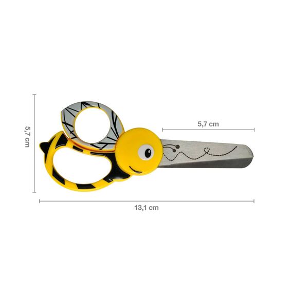 Fiskars Kinder-Tierschere mit Bienen-Motiv, Ab 4 Jahren, Länge: 13 cm, Für Rechts- und Linkshänder, Rostfreie Stahl-Klinge/Kunststoff-Griffe, Gelb, 1003747