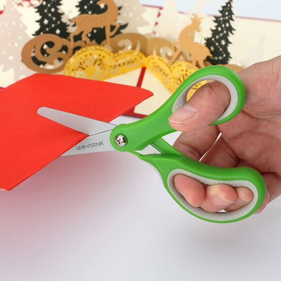 JARVISTAR 3 Stück Linkshänder Rechtshänder Kinderschere, Kinder Sicherheit Schere Bastelscheren Set Schulschere Papierschere Gerundete Klingen Kleinkindschere Klein Schere DIY 13 CM(Rot/Grün/Lila)