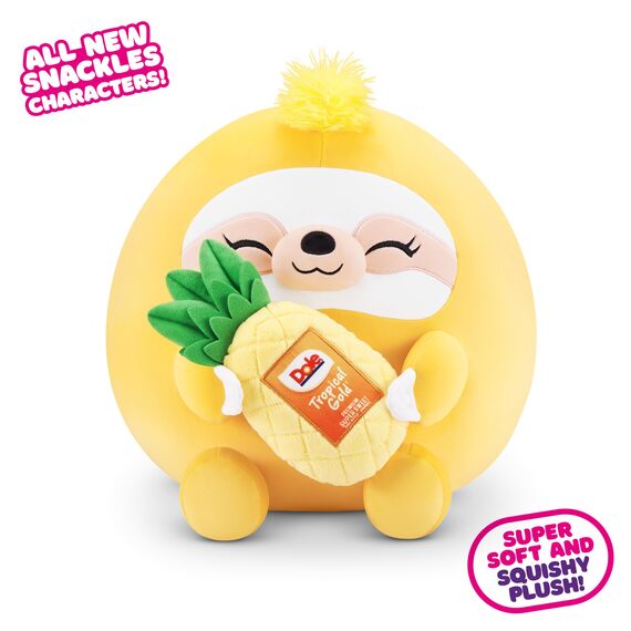 Snackles, Series 2, Sloth (Dole, Pineapple), Kuschelig-weiches, beruhigendes, 20 cm großes Plüschspielzeug mit lizenziertem Snackmarken-Accessoire (Sloth)