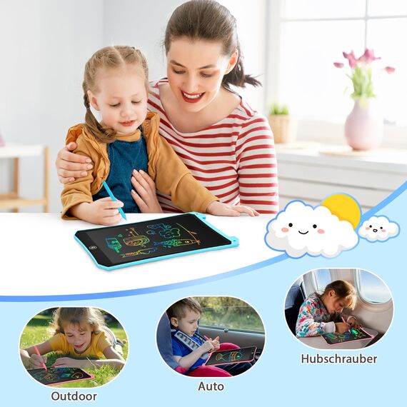 BlueSwan LCD Schreibtafel Kinder, 10 Zoll Maltafel Zaubertafel, Augenschutz Zeichenbrett Kinder Reise Spielzeug für 2-13 Jahre, im Flugzeug, Autofahrt, Geschenk Geburtstag, Weihnachten(Blau+Rosa)