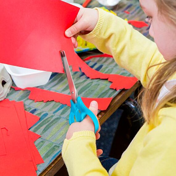 CCR Linkshänder Schere für Kinder, Stumpfe Sicherheitsschere aus Edelstahl für Kinder, PP-Kunststoffgriffe,13 cm Linkshänder Kinderschere zum Schneiden, 4 Stück(farblich sortiert)