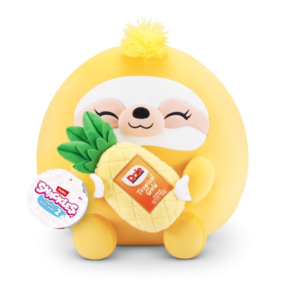 Snackles, Series 2, Sloth (Dole, Pineapple), Plush Toy, Cuddly Squishy Comfort Plush with License Snack Brand Accessory, Medium (35 cm), Brown Box, (Sloth)