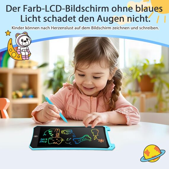 BlueSwan LCD Schreibtafel Kinder, 10 Zoll Maltafel Zaubertafel, Augenschutz Zeichenbrett Kinder Reise Spielzeug für 2-13 Jahre, im Flugzeug, Autofahrt, Geschenk Geburtstag, Weihnachten(Blau+Rosa)