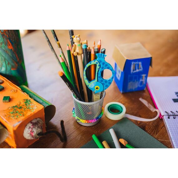 Fiskars Kinder-Tierschere mit Fisch-Motiv, Ab 4 Jahren, Länge: 13 cm, Für Rechts- und Linkshänder, Rostfreie Stahl-Klinge/Kunststoff-Griffe, Blau, 1003746