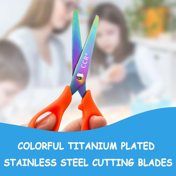 CCR Linkshänder Schere Kinder,Linkshändige Farbige Titanium Kinderschere,13cm Kinderschere Linkshändige,3 Stück,Bequemer Griff,Geeignet für Klassenzimmer,Schule,Haus und Handwerk Zimmer Szenarien