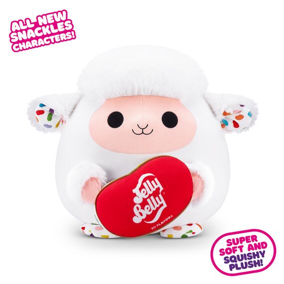 Snackles, Series 2, Lamb (Jelly Belly), Plush Toy, Cuddly Squishy Comfort Plush with License Snack Brand Accessory, Large (40 cm), Brown Box, (Lamb)