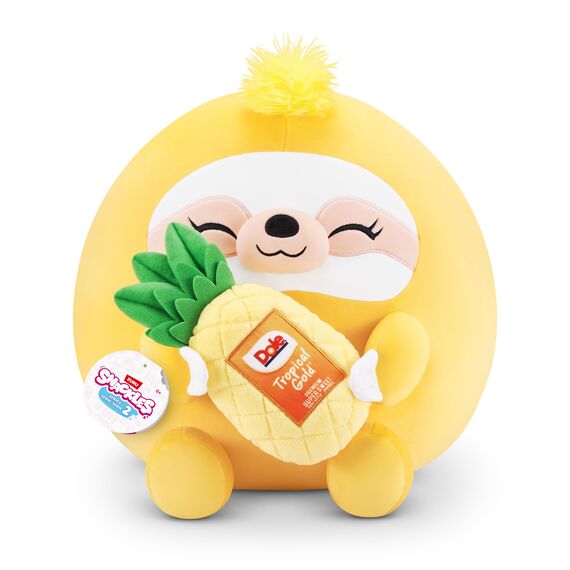 Snackles, Series 2, Sloth (Dole, Pineapple), Plush Toy, Cuddly Squishy Comfort Plush with License Snack Brand Accessory, Large (40 cm), Brown Box, (Sloth)