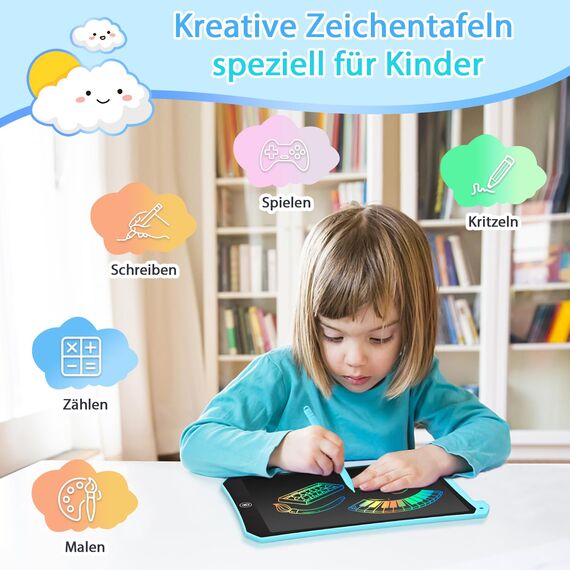BlueSwan LCD Schreibtafel Kinder, 10 Zoll Maltafel Zaubertafel, Augenschutz Zeichenbrett Kinder Reise Spielzeug für 2-13 Jahre, im Flugzeug, Autofahrt, Geschenk Geburtstag, Weihnachten(Blau+Rosa)