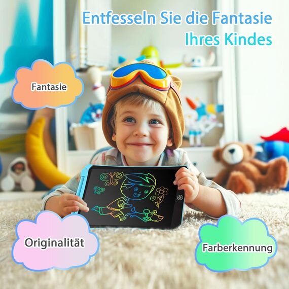 BlueSwan LCD Schreibtafel Kinder, 10 Zoll Maltafel Zaubertafel, Augenschutz Zeichenbrett Kinder Reise Spielzeug für 2-13 Jahre, im Flugzeug, Autofahrt, Geschenk Geburtstag, Weihnachten(Blau+Rosa)