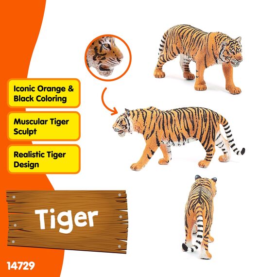 SCHLEICH WILD Life | Tiger 14729 | detailgetreue Tierfigur & Sammelfigur | Zoo Spielzeug | Geschenk für Jungen und Mädchen | Deko für Geburtstag | Spielfigur ab 3 Jahren | 3 x 13 x 6 cm