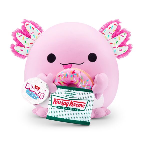 Snackles, Series 2, Axolotl (Krispy Kreme), Kuschelig-weiches, beruhigendes, 35 cm großes Plüschspielzeug mit lizenziertem Snacks (Axolotl)