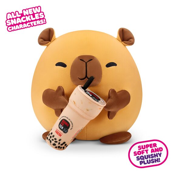 Snackles, Series 2, Capybara (Kung Fu Tea, Bubble Tea), Kuschelig-weiches, beruhigendes, 20 cm großes Plüschspielzeug mit lizenziertem Snackmarken-Accessoire (Capybara)