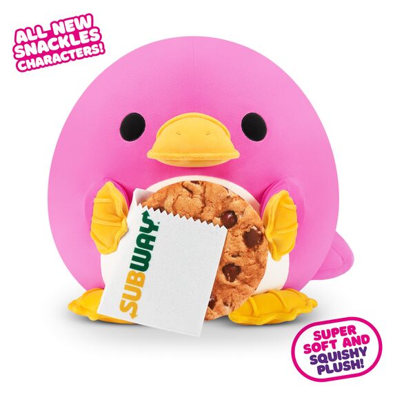 Snackles, Series 2, Platypus (Subway, Cookie), Plush Toy, Cuddly Squishy Comfort Plush with License Snack Brand Accessory, Small (20 cm), Brown Box, (Platypus)