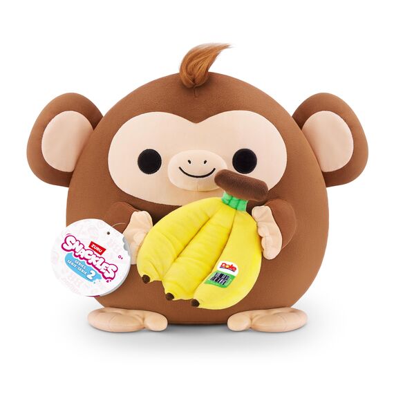Snackles, Series 2, Monkey (Dole, Banana), Kuschelig-weiches, beruhigendes, 35 cm großes Plüschspielzeug mit lizenziertem Snacks (Monkey)