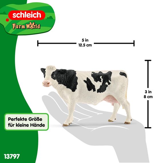 SCHLEICH Farm World | Kuh Schwarzbunt 13797 Bauernhof Spielfigur | detailgetreue Tierfiguren | tolles Geschenk für Jungen und Mädchen | Bauernhof Spielzeug ab 3 Jahre | 13 x 6 x 8 cm