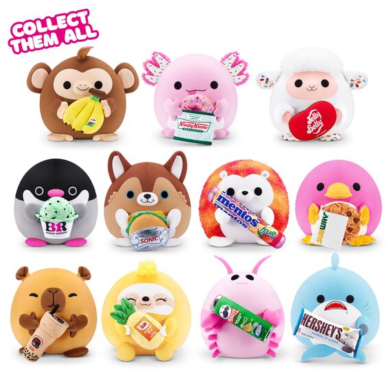 Snackles, Series 2, Sloth (Dole, Pineapple), Plush Toy, Cuddly Squishy Comfort Plush with License Snack Brand Accessory, Medium (35 cm), Brown Box, (Sloth)