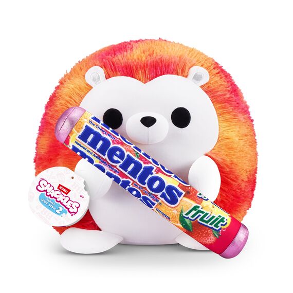 Snackles, Series 2, Hedgehog (Mentos, Fruit), Kuschelig-weiches, beruhigendes, 35 cm großes Plüschspielzeug mit lizenziertem Snacks (Hedgehog)