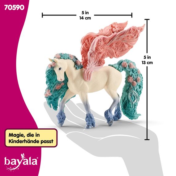 SCHLEICH BAYALA | Blütenpegasus 70590 | Flügel mit Blumen & Glitzer verziert | detailgetreue, Fantastische Sammelfiguren | Geschenk für Mädchen und Jungen | Spielfigur ab 5 Jahren | 14 x 7 x 13 cm