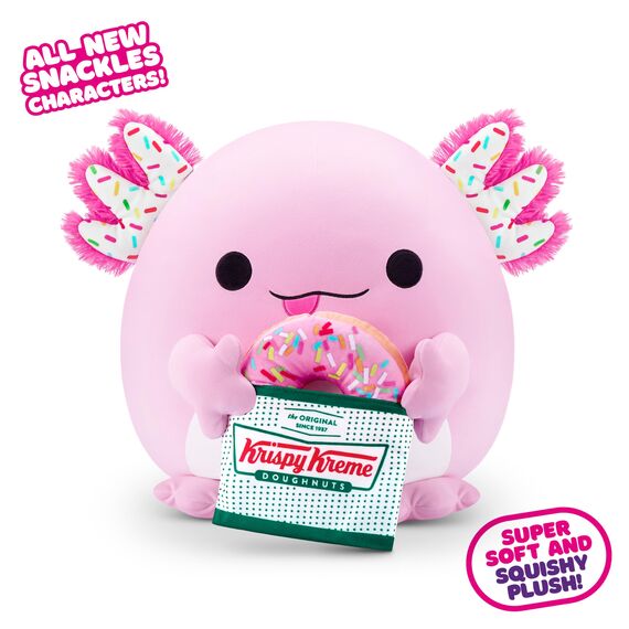 Snackles, Series 2, Axolotl (Krispy Kreme), Kuschelig-weiches, beruhigendes, 20 cm großes Plüschspielzeug mit lizenziertem Snackmarken-Accessoire (Axolotl)