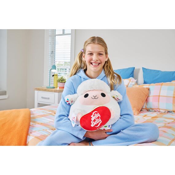 Snackles, Series 2, Lamb (Jelly Belly), Plush Toy, Cuddly Squishy Comfort Plush with License Snack Brand Accessory, Medium (35 cm), Brown Box, (Lamb)
