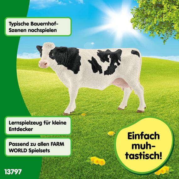 SCHLEICH Farm World | Kuh Schwarzbunt 13797 Bauernhof Spielfigur | detailgetreue Tierfiguren | tolles Geschenk für Jungen und Mädchen | Bauernhof Spielzeug ab 3 Jahre | 13 x 6 x 8 cm