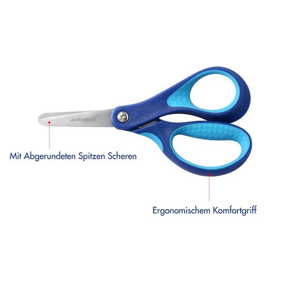JARVISTAR Kinder Sicherheit Schere,3 Stück Kinderschere Sicherheitsschere Papierschere Bastelschere Gerundete Klingen Schulschere Klein Schere Set für Jungen Mädchen DIY 13 CM (Blau/Rosa/Rot)