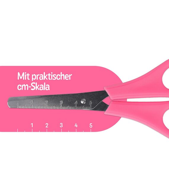 Westcott Kinderschere Pink Rechtshänder | Schere mit integrierter 5 cm Skala | Bastelschere 13 cm (5") ideal für Kinderhände | Sicherheit durch abgerundete Spitze | E-21591 00
