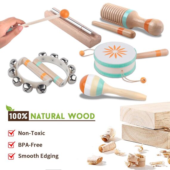 Kleinkind-Musikinstrumente, Montessori-Musikinstrumente für Babys, Percussion-Instrumente für 1-Jährige Jungen und Mädchen, Geburtstagsgeschenk für Kinder von 1-3 Jahren (8 in 1)