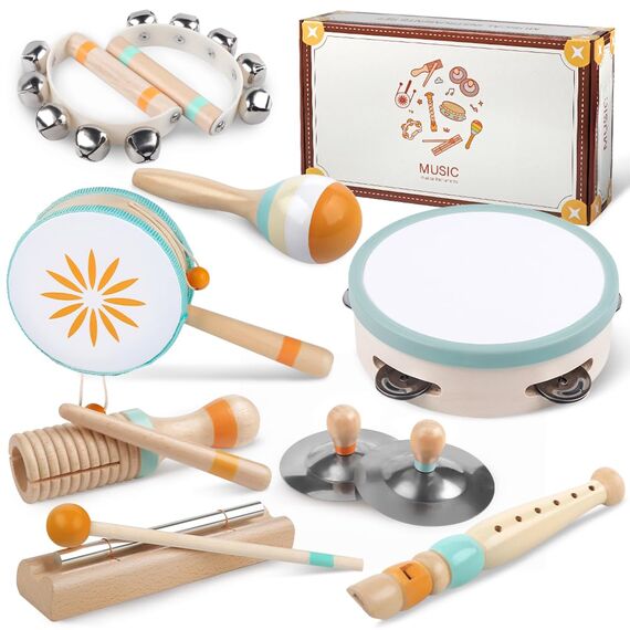 Kleinkind-Musikinstrumente, Montessori-Musikinstrumente für Babys, Percussion-Instrumente für 1-Jährige Jungen und Mädchen, Geburtstagsgeschenk für Kinder von 1-3 Jahren (8 in 1)