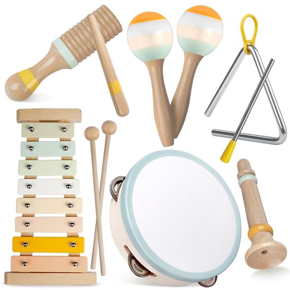Kleinkind-Musikinstrumente, Montessori-Musikinstrumente für Babys, Percussion-Instrumente für 1-Jährige Jungen und Mädchen, Geburtstagsgeschenk für Kinder von 1-3 Jahren (6 in 1)